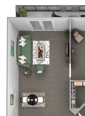 Anson on Palmer Ranch - A4 - 1 Bedroom and 1 bath - 3D floor plan Anson on Palmer Ranch - A4 - 1 Bedroom and 1 bath - 3D floor plan